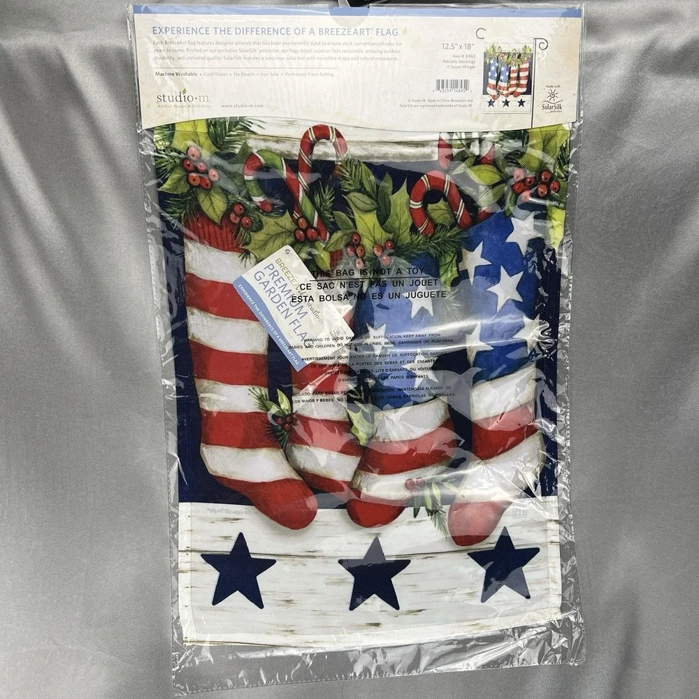 BreezeArt Studio M Patriotic Stockings Premium Garden Flag 12.5